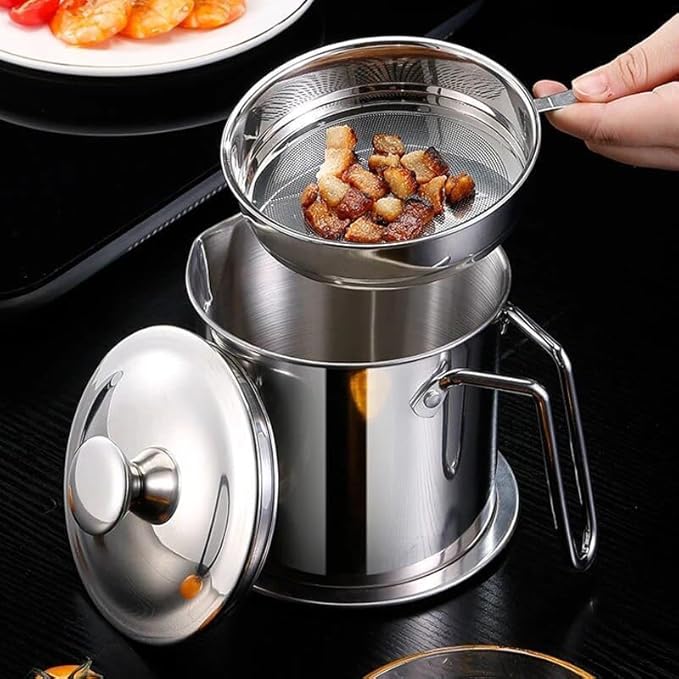 🛢️ Premium Stainless Steel Oil Filter Pot – Keep Your Kitchen Oil Fresh & Pure!