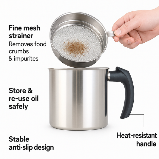 🛢️ Premium Stainless Steel Oil Filter Pot – Keep Your Kitchen Oil Fresh & Pure!