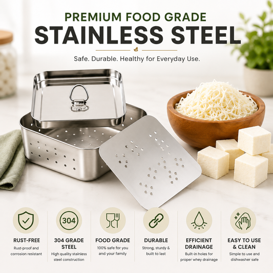 Premium Stainless Steel Paneer Maker Kit – Fresh Homemade Paneer, Tofu & Cheese Press